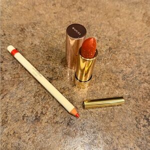 Gucci Lipstick and Lip Liner Set - Red and Gold